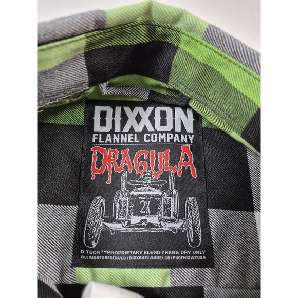 Dixxon Flannel Shirt Womens 2X Green Plaid Dragula Gothic Long Sleeve Top - Picture 7 of 13